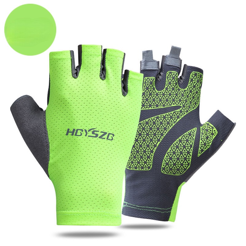 Găng Tay Thể Thao Hở Ngón Bằng Lụa Lạnh Mỏng Co Giãn Cao Thoáng Khí Nhanh Khô Chống Trượt Có logo Phản Quang Dành Cho Nam Và Nữ