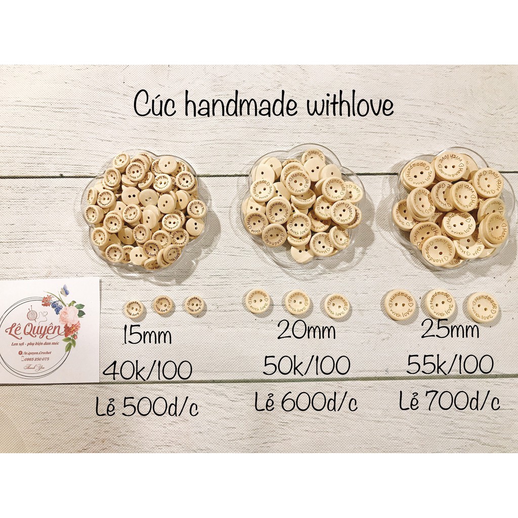 Cúc gỗ handmade with love