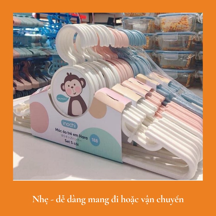 Móc phơi quần áo trẻ em, nhựa, thông minh, chống trượt, an toàn Inochi Hara Nhật Bản, treo vest, đầm, váy kiểu Vapu HCM