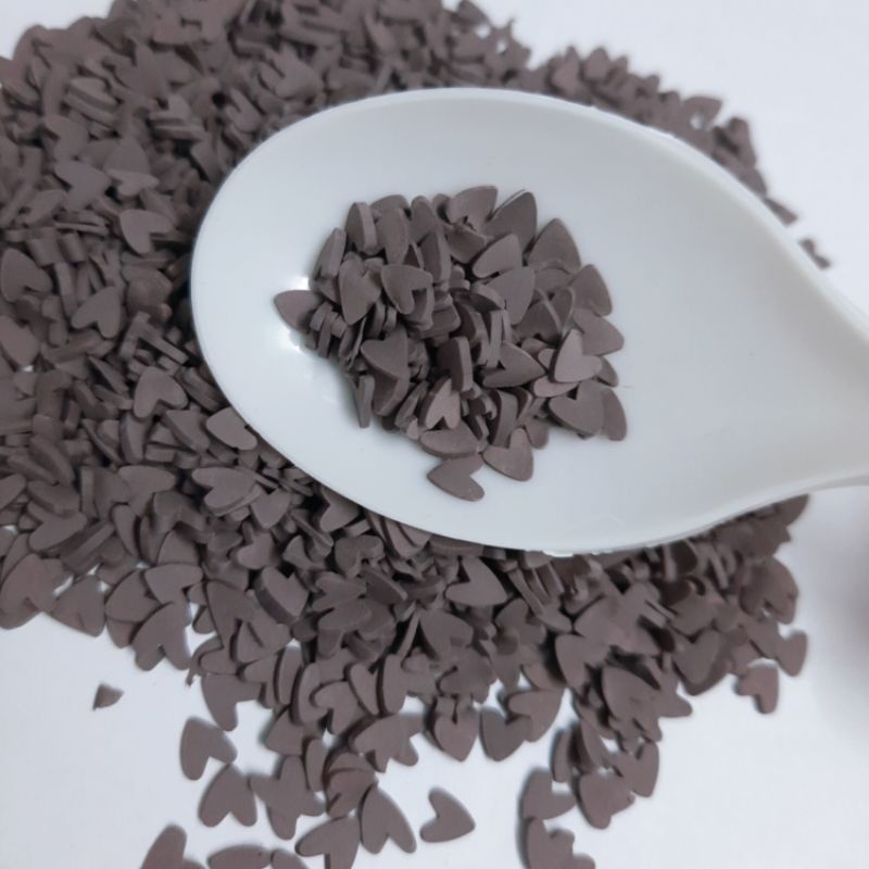 Cốm Nhựa Socola Đen Hình Trái Tim/Nguyên Liệu Làm Slime, Resin