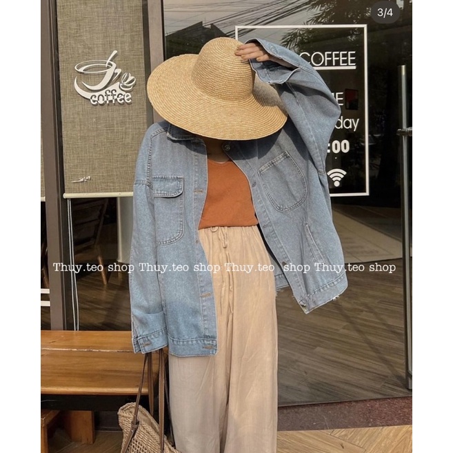 Áo khoác jean tag da dày dặn - Áo khoác jean nữ oversize hàng quảng Châu