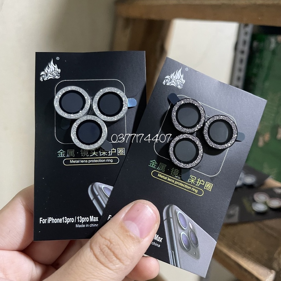 Bộ dán 3 mắt camera kim cương nhũ ĐÁ cho iPhone 13 Mini, 13, 13 Pro, 13 Pro Max nhũ titan lấp lánh cực nổi bật