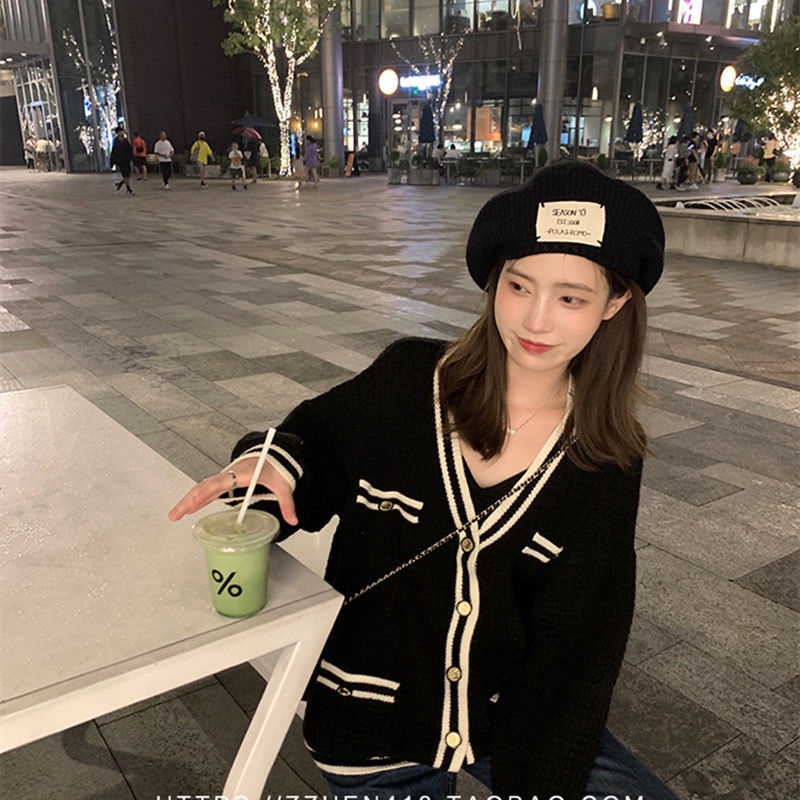 Áo Khoác Cardigan Dệt Kim Cổ Chữ V Phong Cách Hàn Quốc Thời Trang Mùa Thu Hàng Mới Dành Cho Bạn Nữ 2021