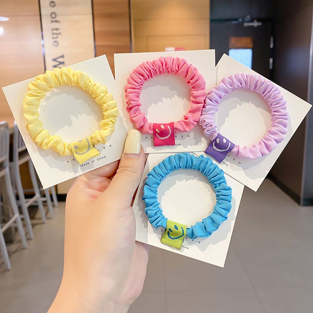 Dây Cột Tóc Vải Co Giãn Màu Kẹo Hình Mặt Cười Dễ Thương Phong Cách Hàn Quốc Cho Nữ