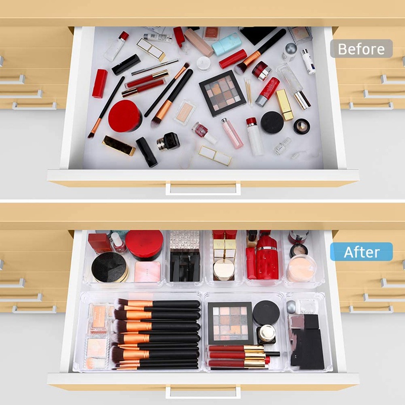 Set 12 Khay Nhựa 3 Kích Cỡ Đựng Đồ Trang Điểm Để Bàn Văn Phòng