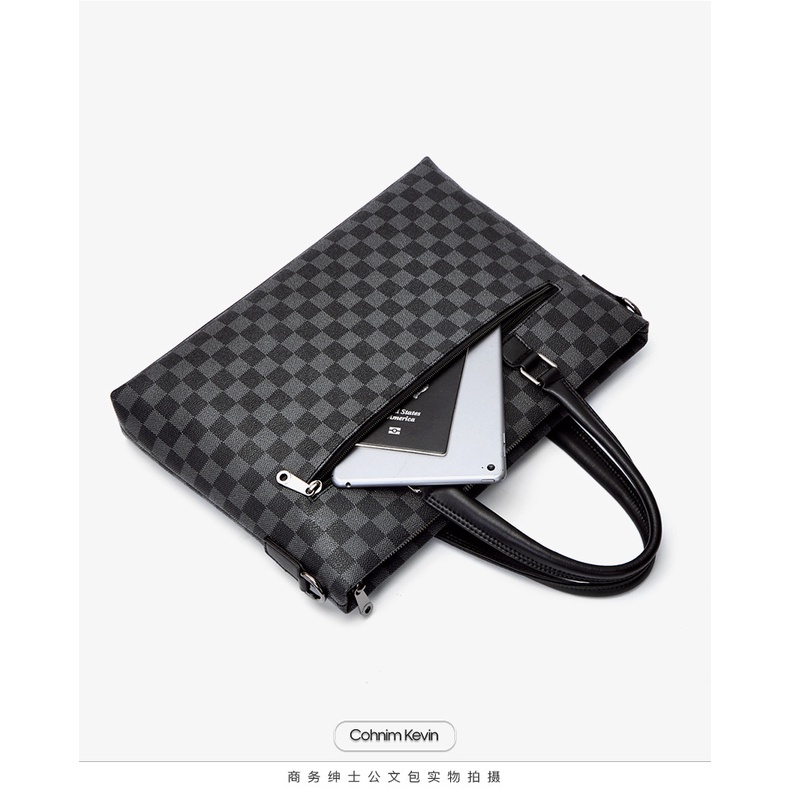 Cohnim Kevin Túi tote công sở da nam chính hãng, Túi đựng máy tính xách tay 14 inch
