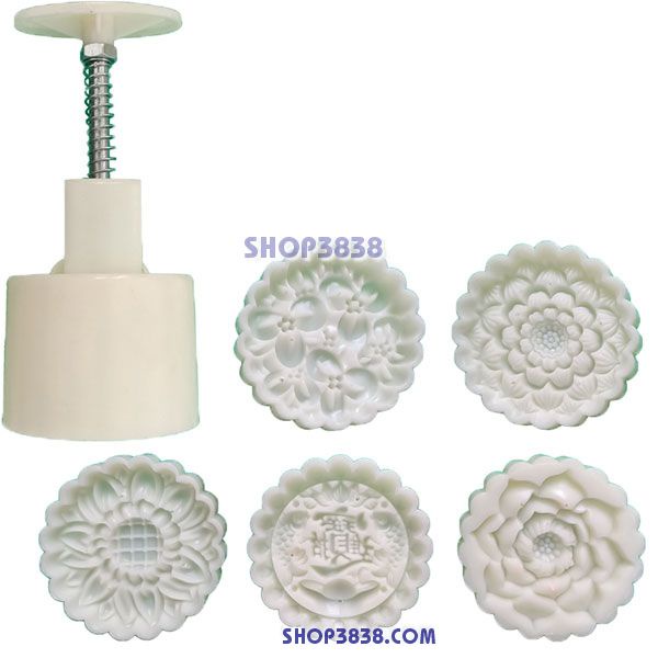 Bộ Khuôn Lò Xo Làm Bánh Trung Thu 5 Mặt 125-150-180gr Ngũ Phúc