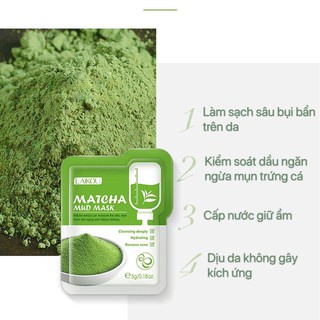 Mặt nạ bùn Laikou trà Long Tỉnh kiềm dầu sạch da cấp nước Matcha Mud Mask