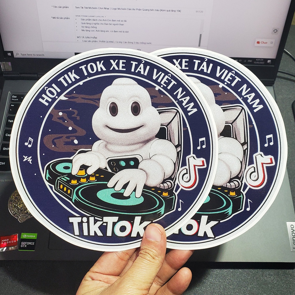 02 Tem Tik Tok Michelin Chơi Nhạc | Logo Dán Xe Michelin phản quang bền màu Hà Nội Phố Xe Tải