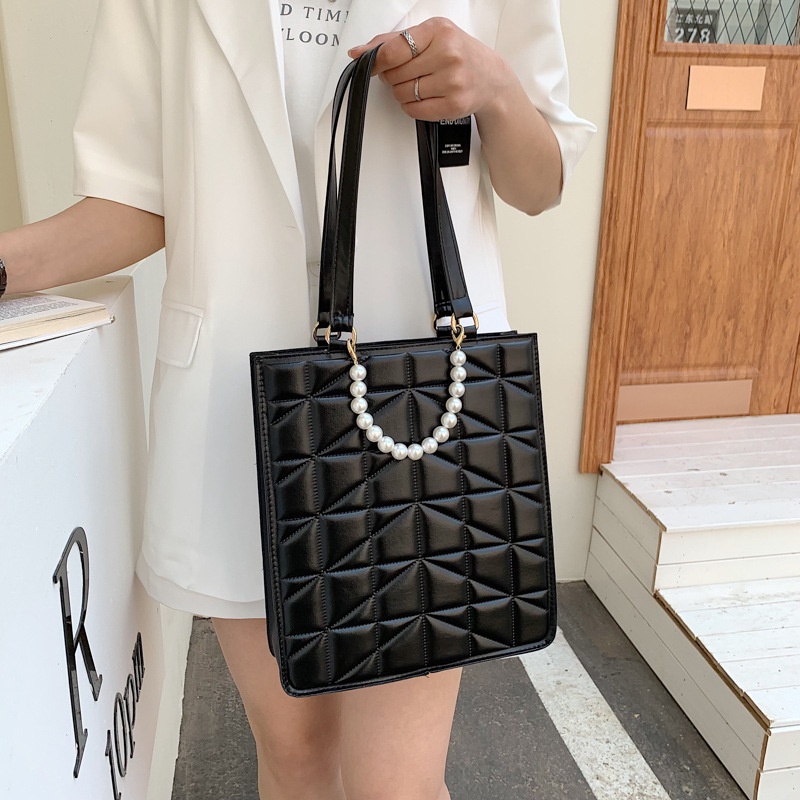 Túi Đeo JASMIN NOIR chéo họa tiết kẻ sọc có quai xách ngọc trai thời trang cho nữ
