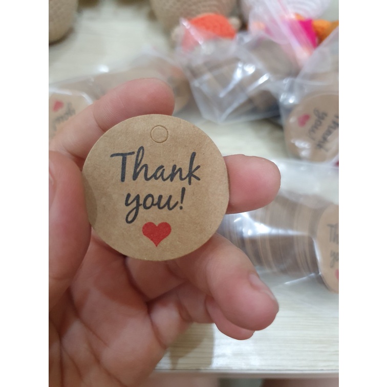 100 Tem Tag Giấy Kraft Treo THANK YOU Kèm 15 Mét Dây Thừng Gai. Nhựa HUYSUN