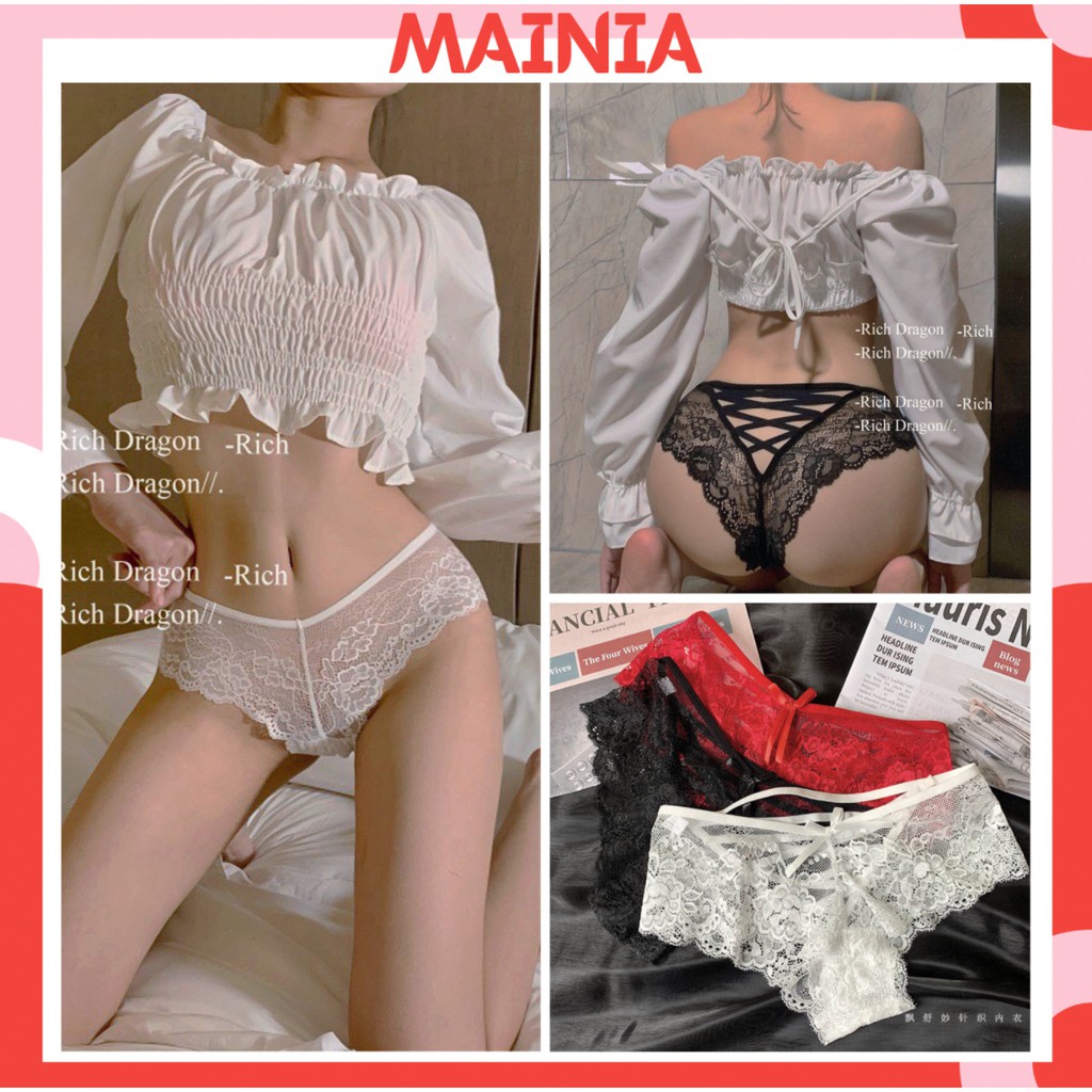 Quần Lót Ren Nữ Xuyên Thấu Đan Dây Sau Sexy Quyến Rũ Cao Cấp Mainia Shop