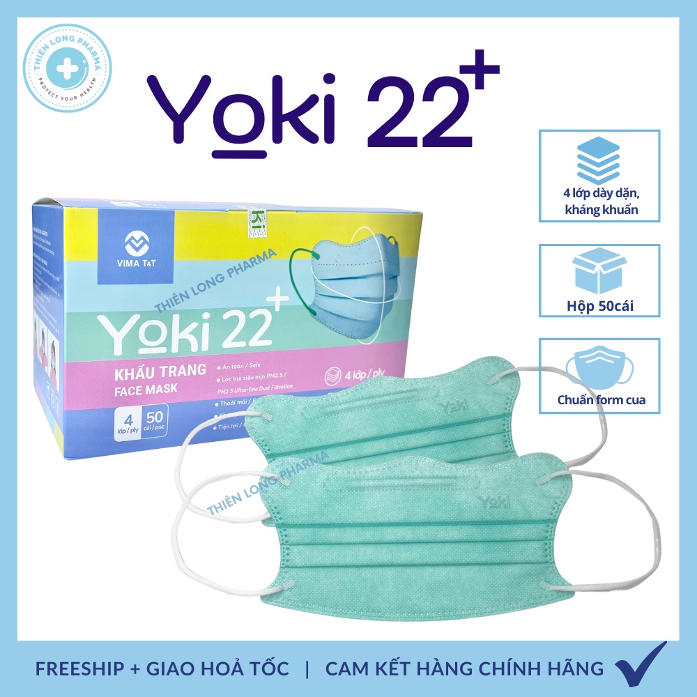 Khẩu trang Cua Yoki 22+ kiểu dáng KF94 cải tiến 4 lớp kháng khuẩn hàng chính hãng công ty