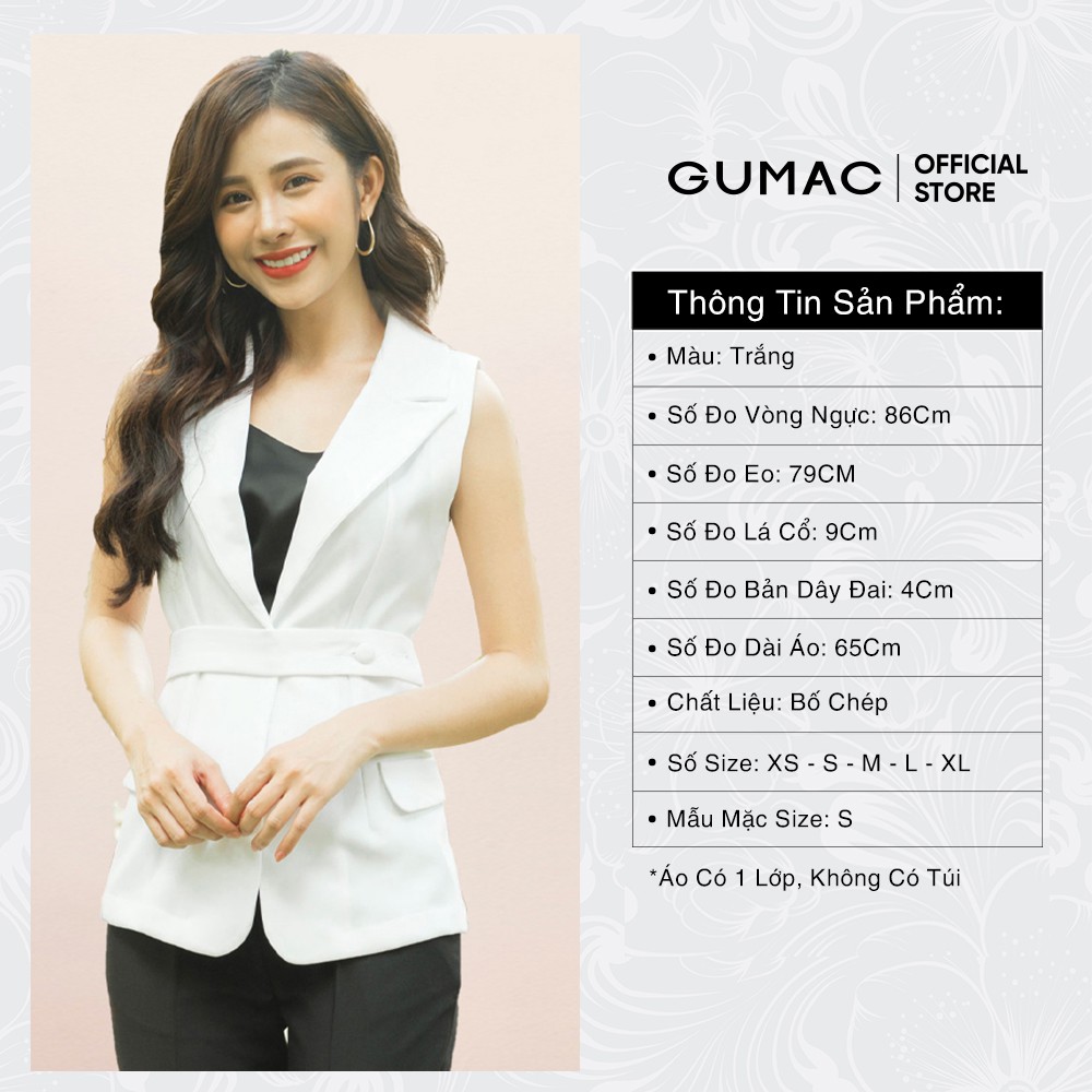 Áo vest nữ thiết kế sát nách GUMAC màu trắng, đủ size AA342