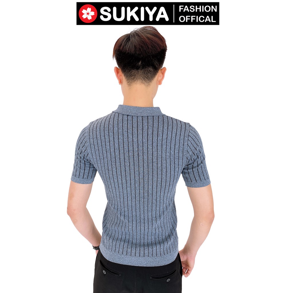 Áo polo nam SUKIYA JAPAN hàng dệt kim kẻ sọc AL24