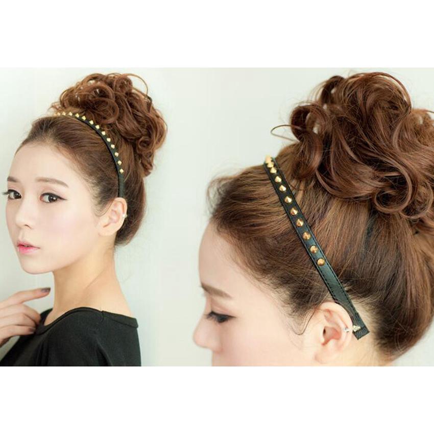 Dây buộc tóc phối tóc giả hình bánh donut thời trang cho nữ