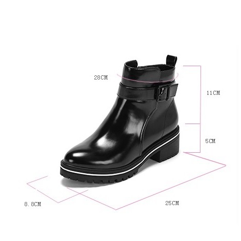 Boot Daphne da trơn bóng, đế cao 5cm (size 36-230)