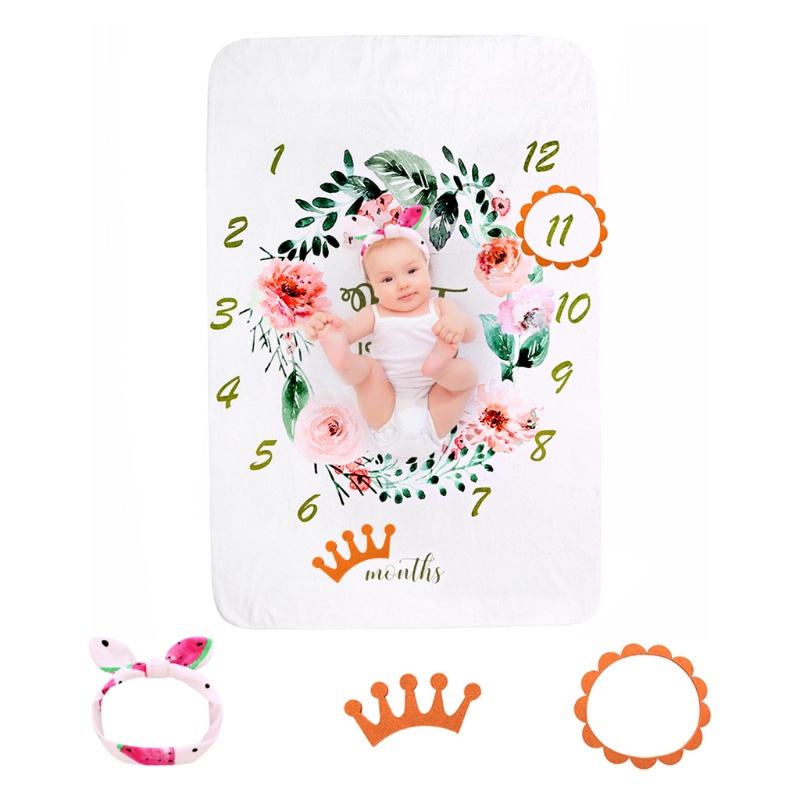 1 Set Chăn Đánh Dấu Cột Mốc Phát Triển Theo Tháng Làm Phụ Kiện Chụp Ảnh Cho Bé Sơ