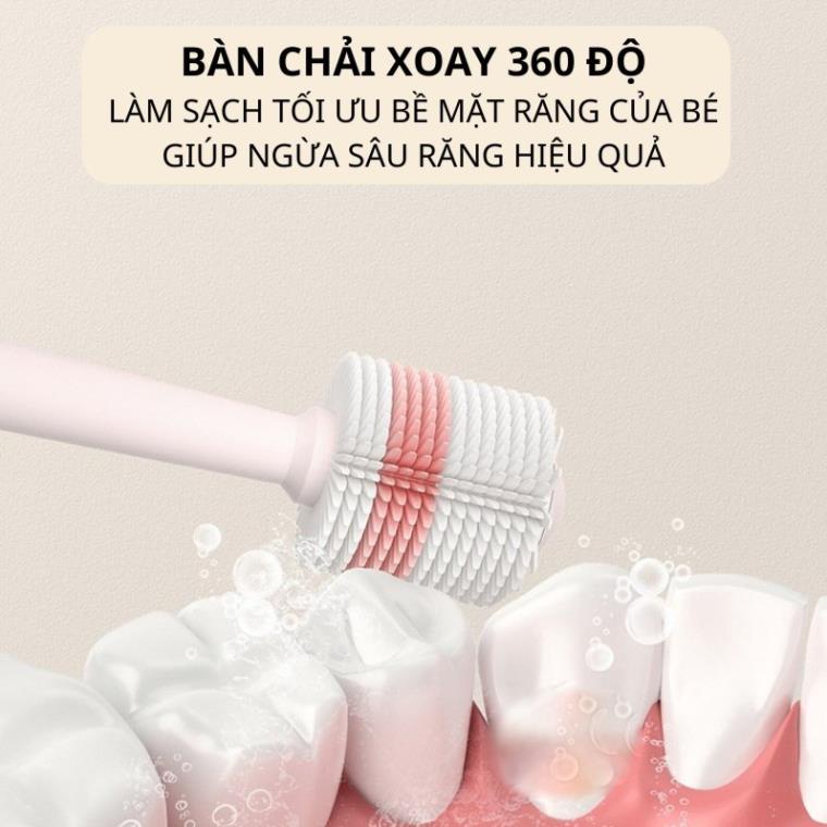 Bàn chải đánh răng xoay 360 độ siêu mềm cho bé từ 18 tháng tuổi