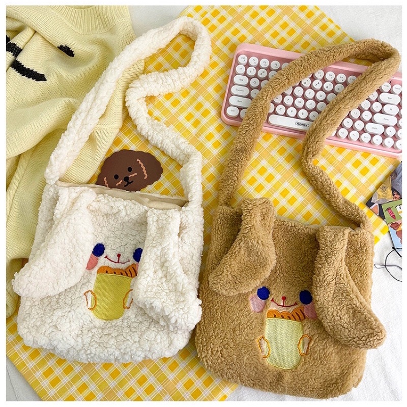 Túi đeo chéo bông hình cún đáng yêu (hình thật)