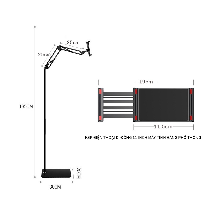 360 Xoay Lazy Arm Universal Nhôm Điện Thoại Di Động Và Máy Tính Bảng Giá Đỡ Lò Xo Giá Đỡ Sàn