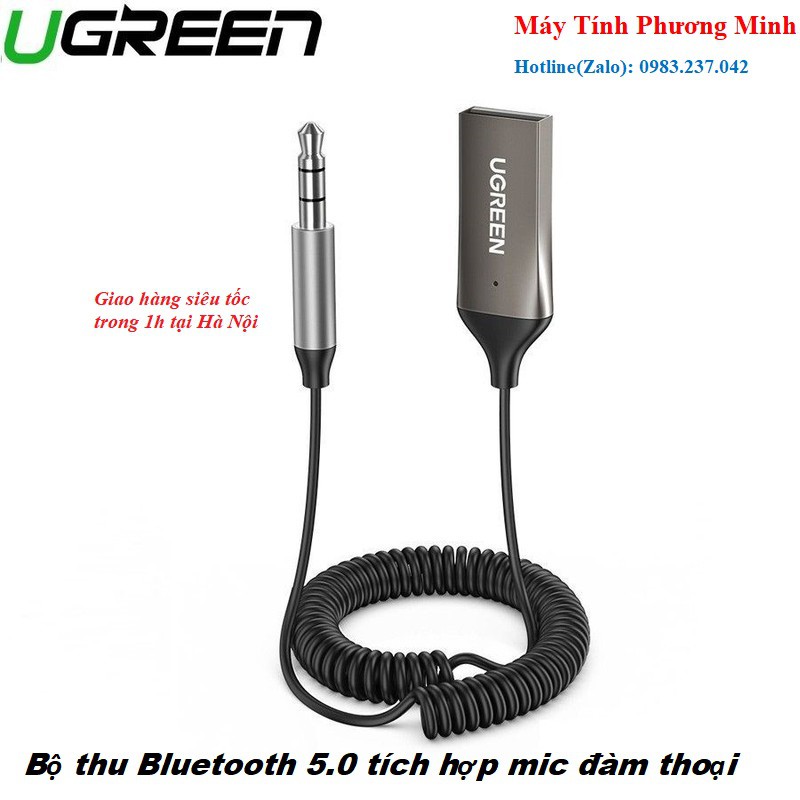 Bộ thu Bluetooth 5.0 tích hợp mic đàm thoại cao cấp Ugreen 70601- Hàng chính hãng bảo hành 18 tháng