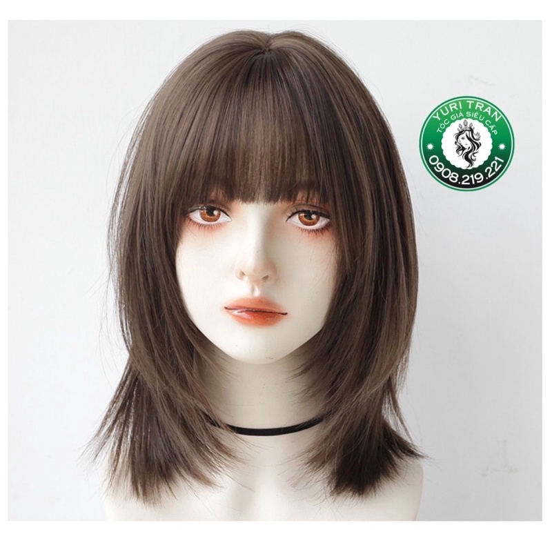 TÓC GIẢ YURI TRAN-  tóc giả cup sole layer ngắn màu socola, tặng lưới
