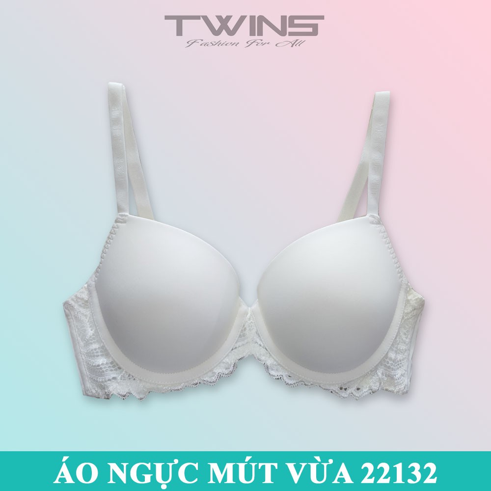Áo ngực nữ nâng ngực SD22132 có gọng trơn mút vừa cúp xéo dây lưng ren size 34-36-38