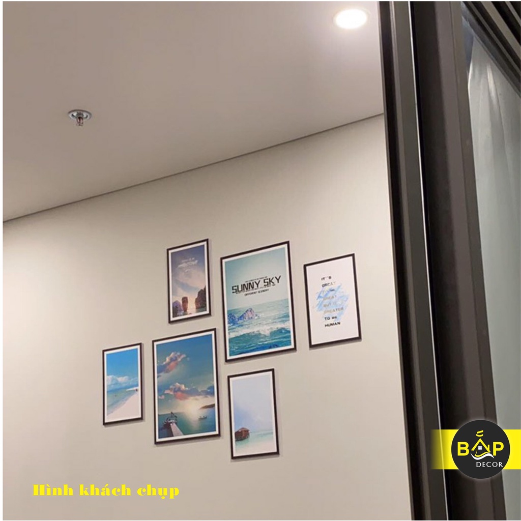 Combo set 6 tranh treo tường có sẵn keo, tranh dán tường không cần khoan tường, canvas, Bắp Decor.