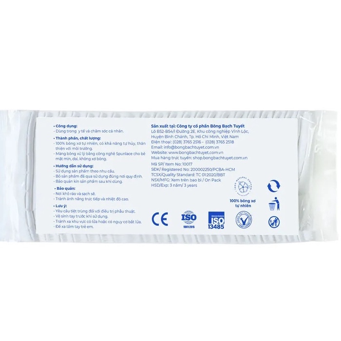 ✅ BÔNG BẠCH TUYẾT ZIGZAG 100g - Bông cuộn y tế thấm nước, thấm máu, dịch tiết từ vết thương, vết mổ.