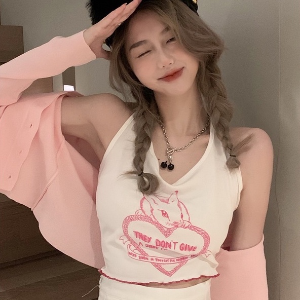 Áo dây ZHELIHANGFEI dệt kim dáng ngắn thời trang trẻ trung