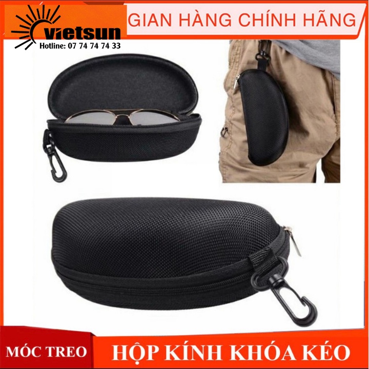 Hộp đựng mắt kính khóa kéo có móc treo, đựng kính mát, kiếng cận