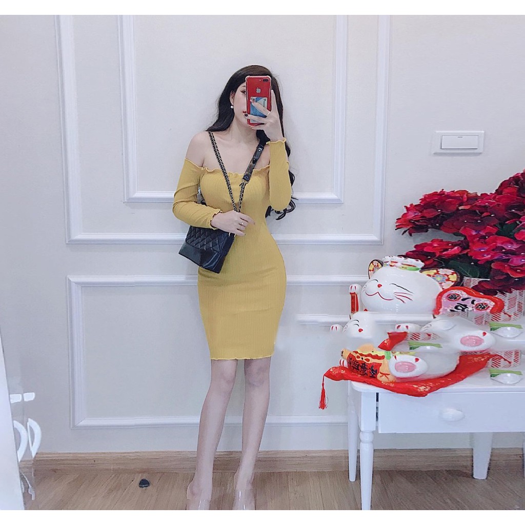 Đầm Body Sexy Trể Vai Tay Dài | BigBuy360 - bigbuy360.vn