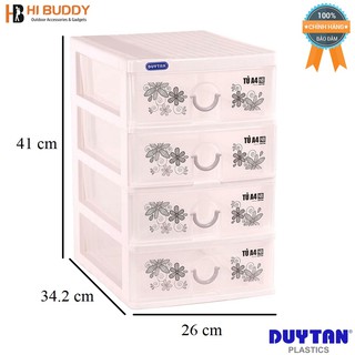Tủ nhựa Đựng Đồ Trang Điểm Duy Tân Cao Cấp A4 - 4 ngăn nắp bằng No.343/4 (26 x 34.2 x 41cm)
