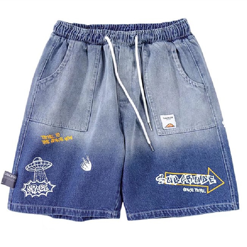 Quần short jeans Nam Phong Cách Hip Hop Size M-3XL