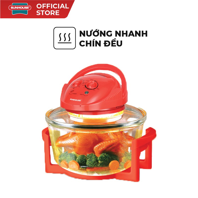 [Mã ELHADEV giảm 4% đơn 300K] Lò nướng SUNHOUSE thủy tinh 12L màu đỏ SH416