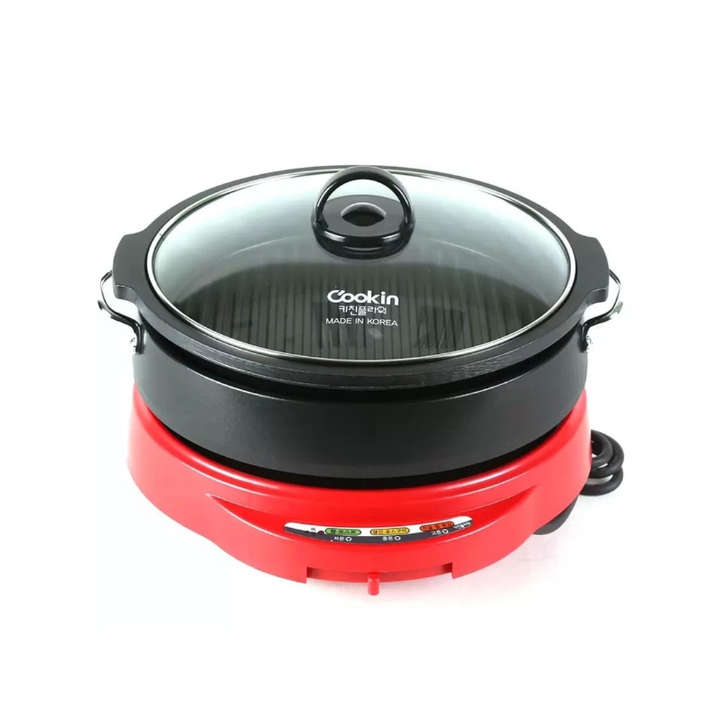  Nồi lẩu và nướng điện Cookin KEP-105 (Đỏ phối đen) - Hàng nhập khẩu