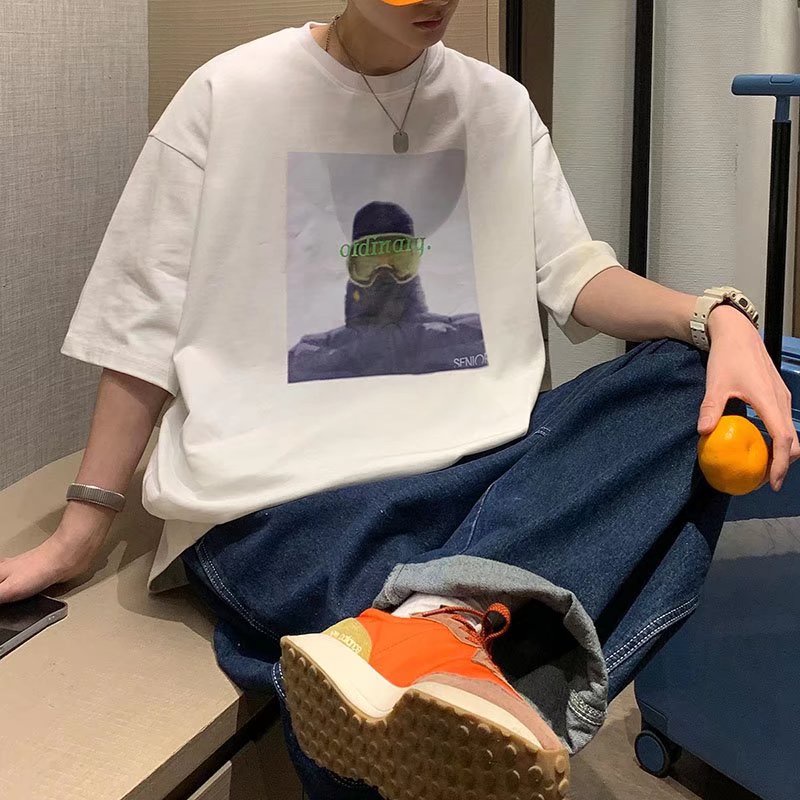 Áo Thun Tay Ngắn Dáng Rộng In Họa Tiết Hoạt Hình Phong Cách Hip Hop Hàn Quốc Thời Trang Mùa Hè Cho Nam