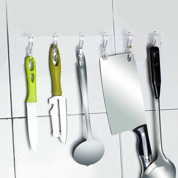Thanh 6 Móc Treo Đồ Dán Tường Siêu Dính Chịu Lực Đa Năng Trong Suốt