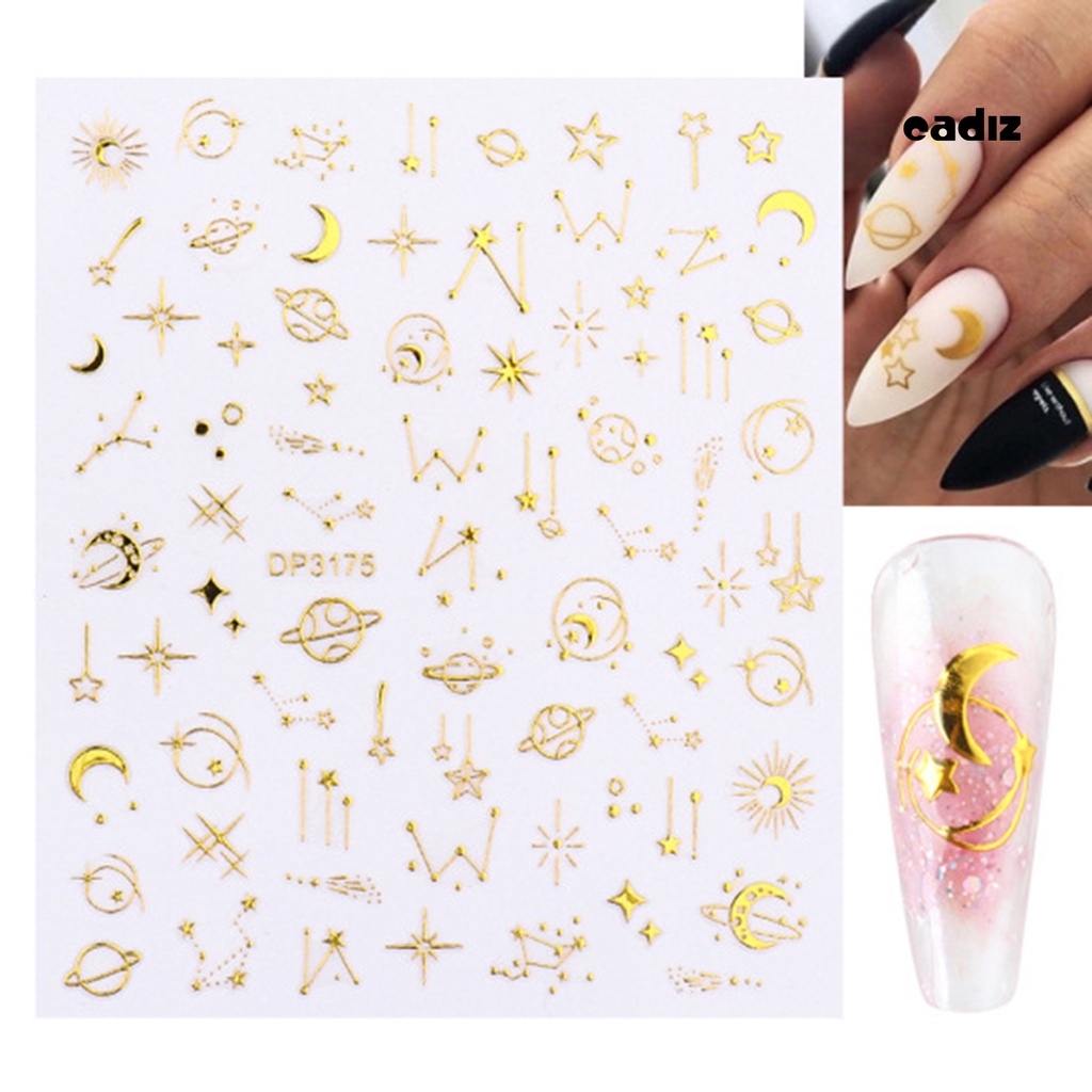 Bộ 3 Miếng Dán Trang Trí Móng Tay Không Phai Kiểu Hình Học Siêu Mỏng Sang Trọng