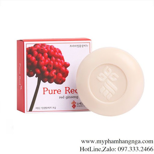 XÀ BÔNG TẮM HỒNG SÂM PURE RED RED GINSENG SOAP SOBAEK 100 GRAM