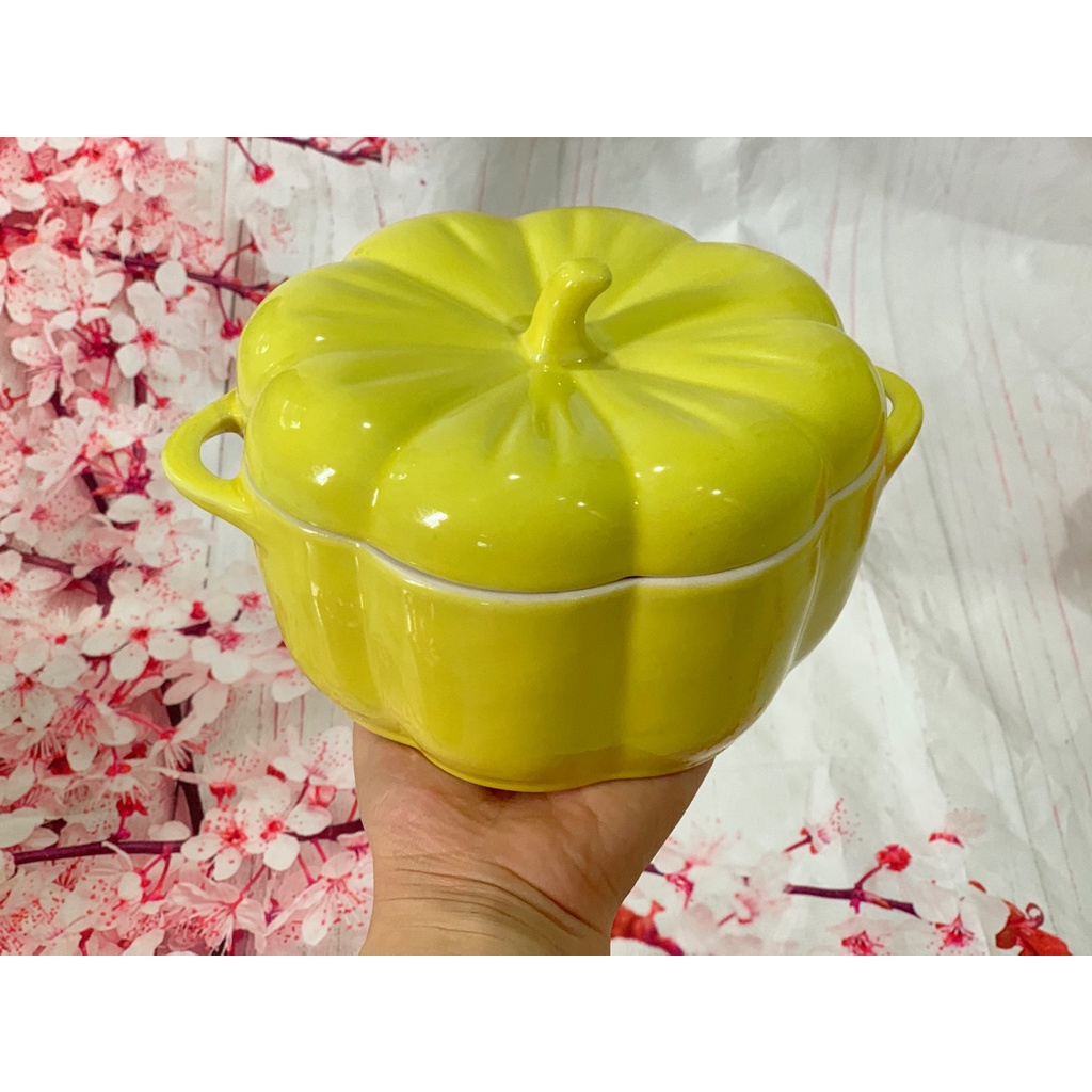 Thố đựng bánh kẹo, đựng đồ khô dáng bí ngô - Thố sắc màu