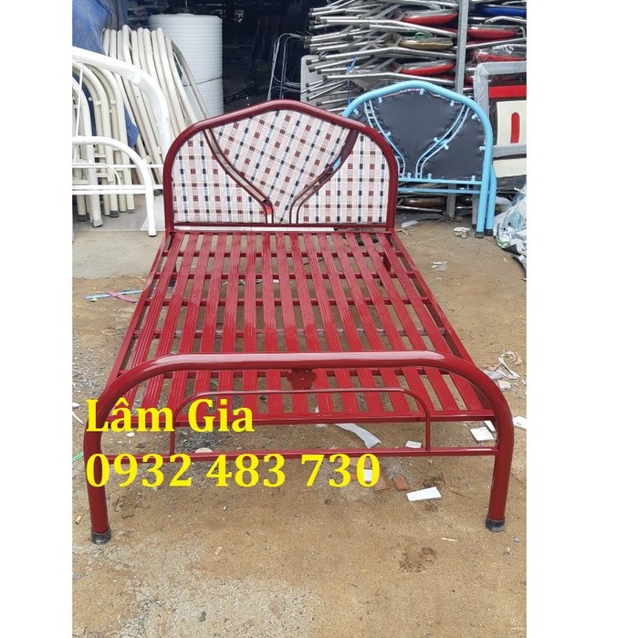 Giường sắt đơn ống tròn sơn tĩnh điện giá tốt ngang 80x2m