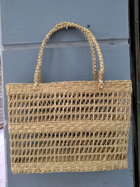 Làn cói vuông đan xiên to 3 băng quai dài