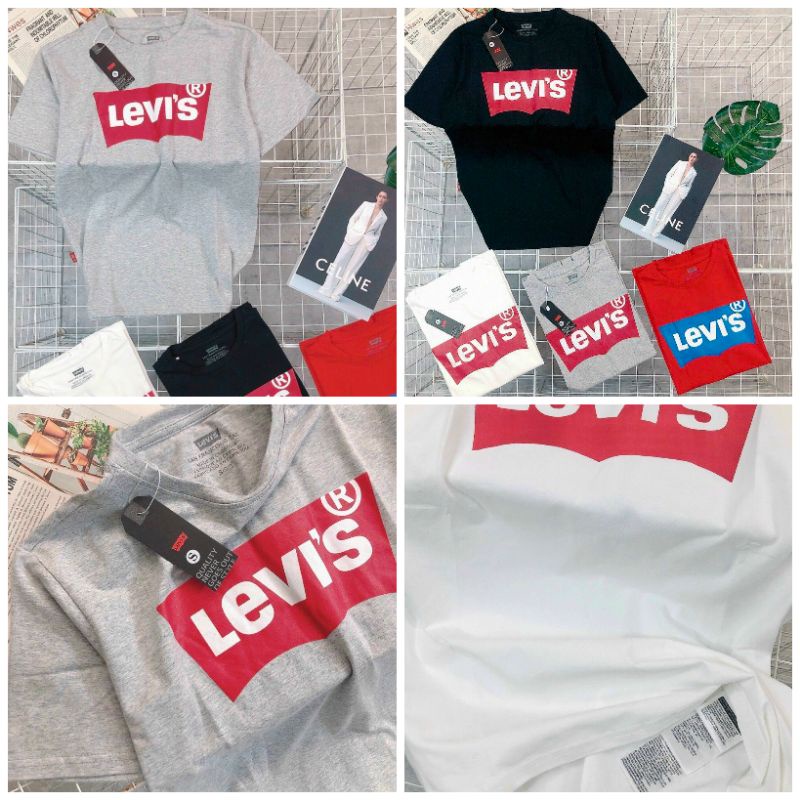 {Áo Thun Nam Nữ} Áo Phông LEVIS UNISEX form NAM NỮ 3 màu Trắng - Đen - Xám, cotton 100%, thoáng mát