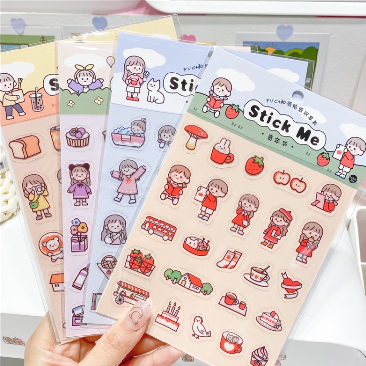 [Hàng mới về] Sticker - Bảng Sticker Cô Gái Nhỏ Nhắn Và Chàng Trai Đáng Yêu Stick Me Trang Trí DIY