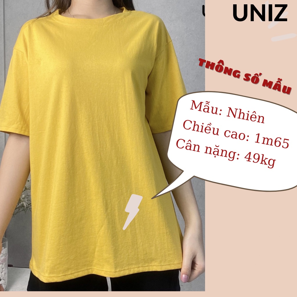 Áo Phông Nữ Trơn UNIZ Aophongcottonkho (3 Màu),Dáng Rộng, Cổ Tròn, Tay Lỡ, Chất Cotton, Mềm Mại