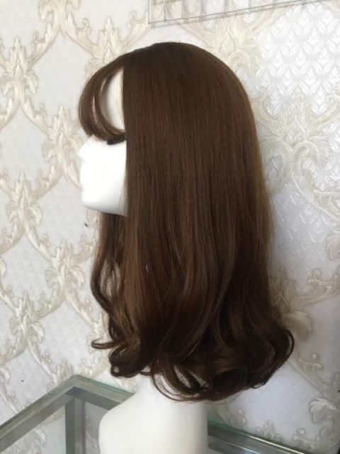 Tóc giả nữ đẹp ,❤️❤️ FREESHIP ❤️❤️ nguyên đầu xoăn lửng 40cm tặng kèm lưới trùm