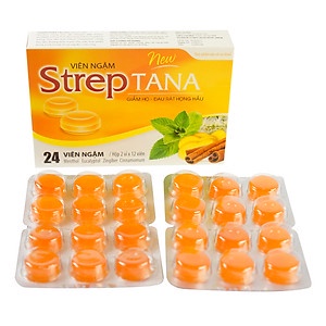 Viên ngậm ho thảo dược Streptana giảm ho , giảm ngứa cổ giảm viêm họng hộp 24 viên vị cam