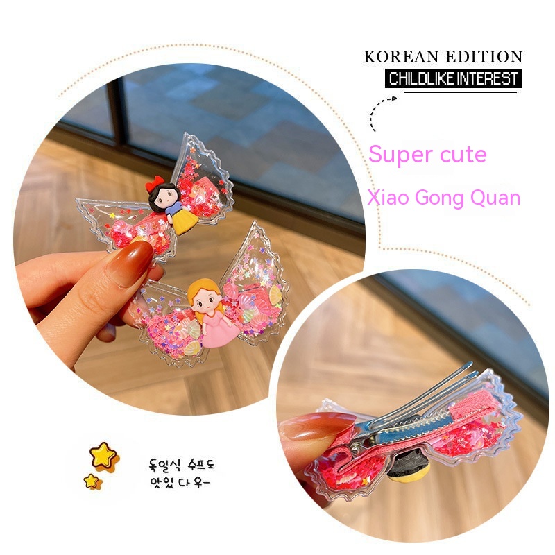 Kẹp Tóc Hình Đôi Cánh Thiên Thần Hoạt Hình Phối Kim Tuyến Xinh Xắn Phong Cách Mới Cho Bé Gái
